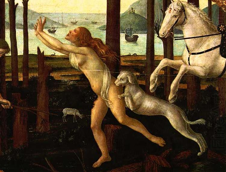 BOTTICELLI, Sandro The Story of Nastagio degli Onesti (detail of the first episode)  gfh china oil painting image
